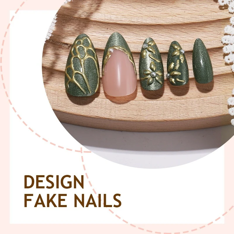 Kunstnagelset mit eleganten 3D-Elementen und luxuriösen Akzenten Karnz
