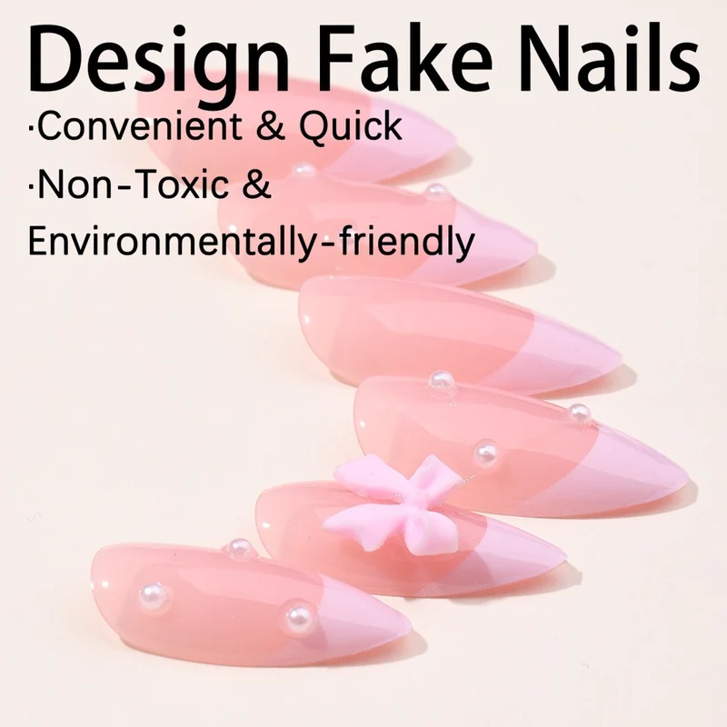 Kunstnagelset mit elegantem Glitzer- und Spitzen-Design Karnz