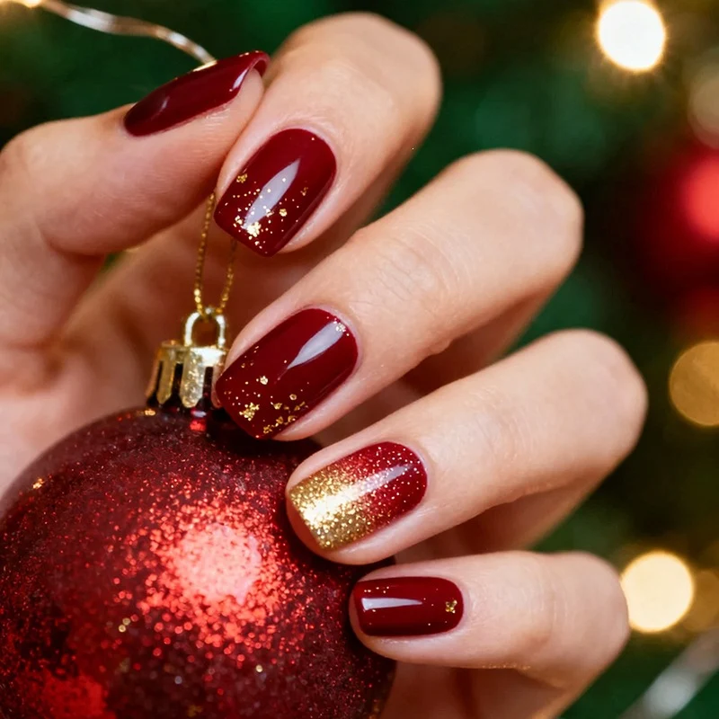 Kunstnagelset mit elegantem Glitzer und Hochglanz Karnz